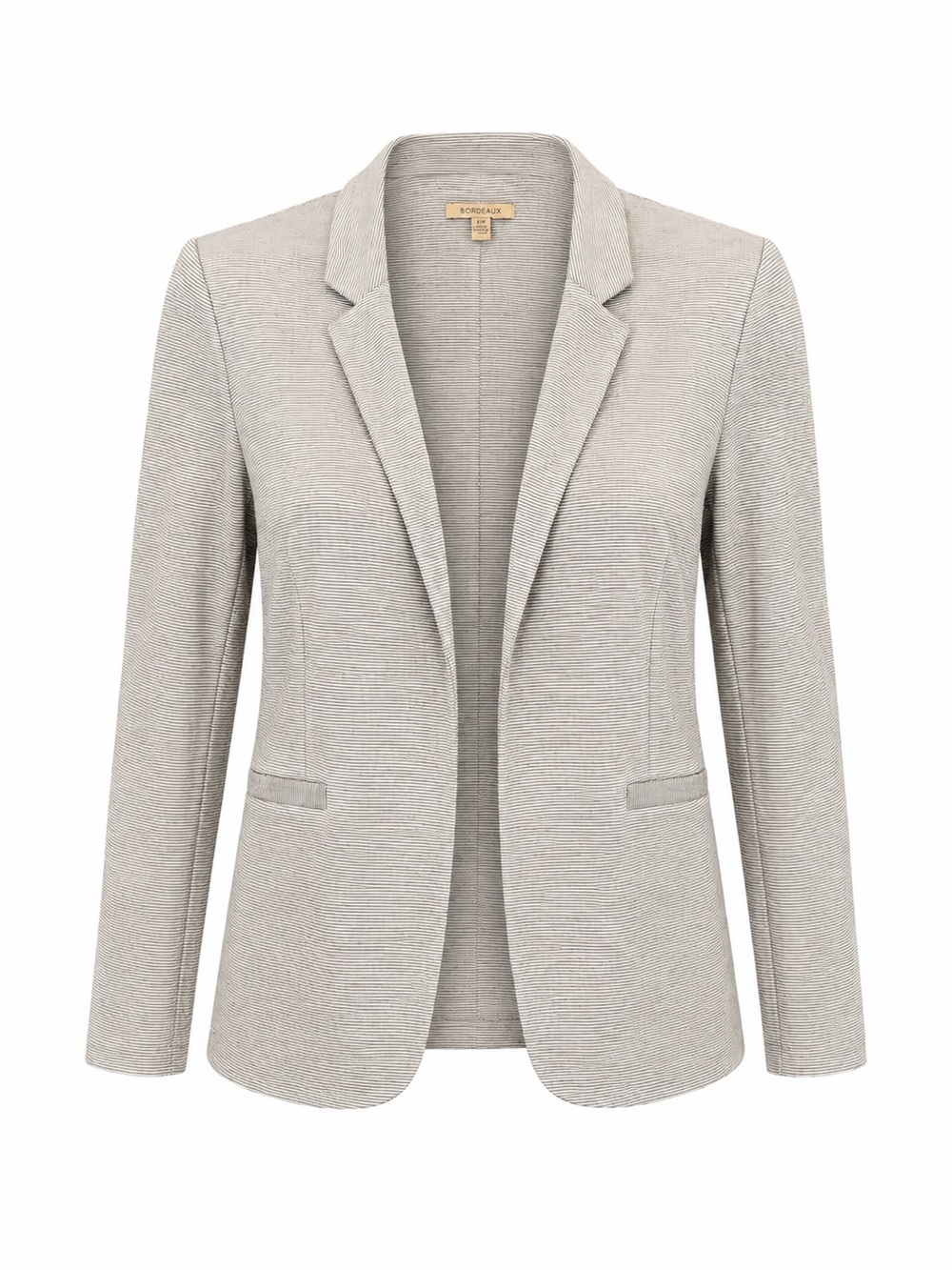 Bordeaux Striped Knit Blazer Jacket Gray White Open Front Career Size S